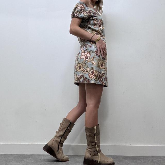 Vintage flower puff mini dress