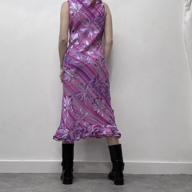 Striped floral bias cut dress