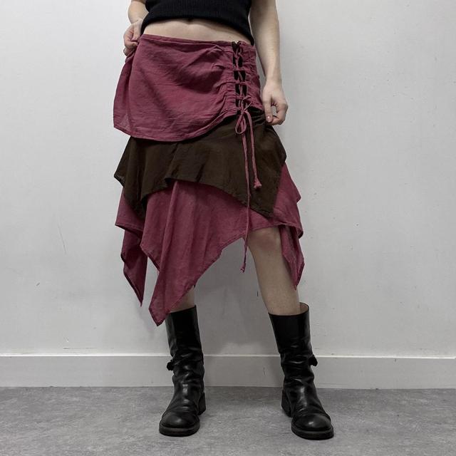 Pink asymmetric corset layered skirt