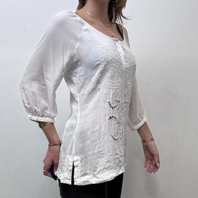 White lace boho floaty shirt
