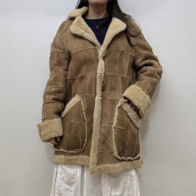 Patchwork suede afghan coat