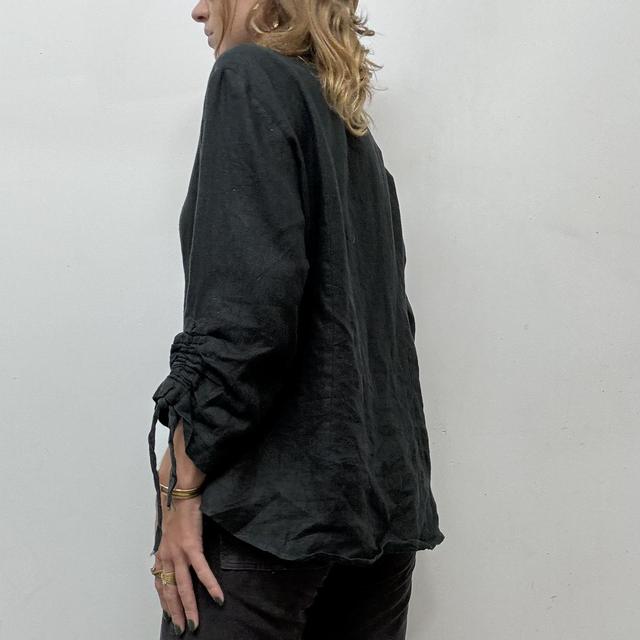 Black linen utility jacket
