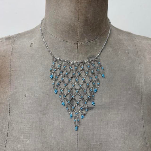 Beaded chandiler layered drape necklace