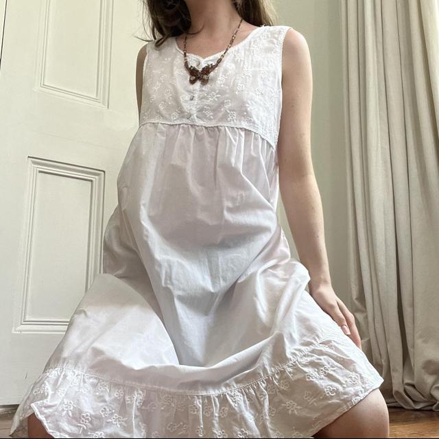 White cotton midi summer dress