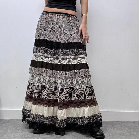 Layered lace tiered fairy maxi skirt