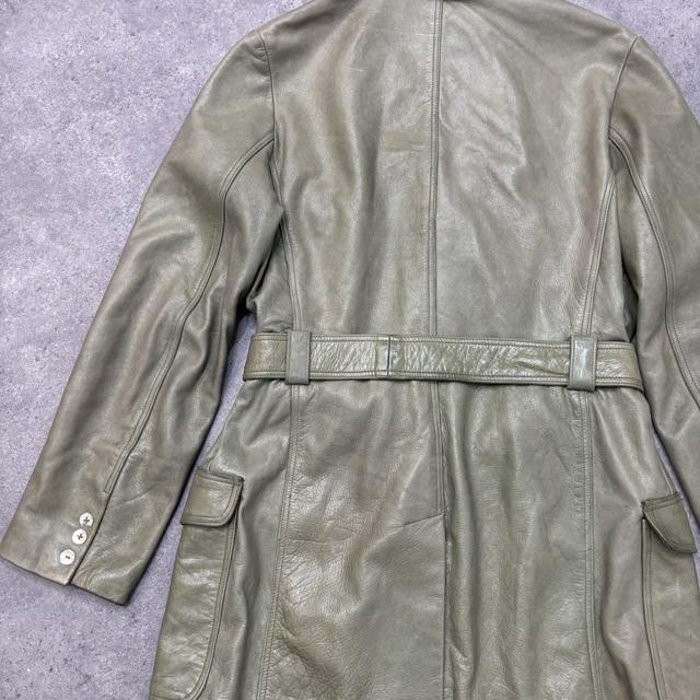 Green leather blazer jacket