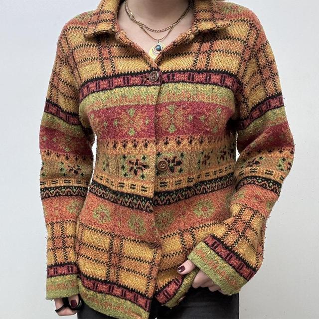 Hippy graphic knit autumn cardigan