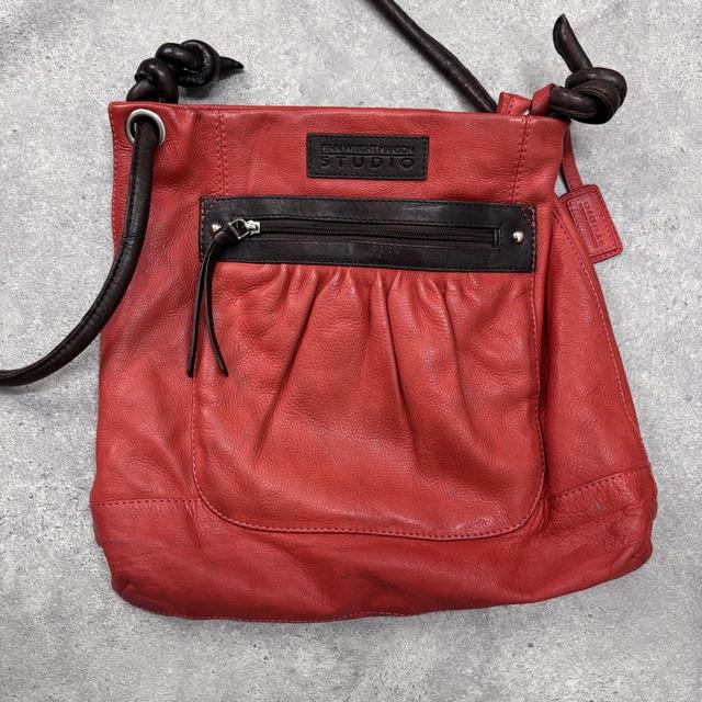 Red leather crossbody bag