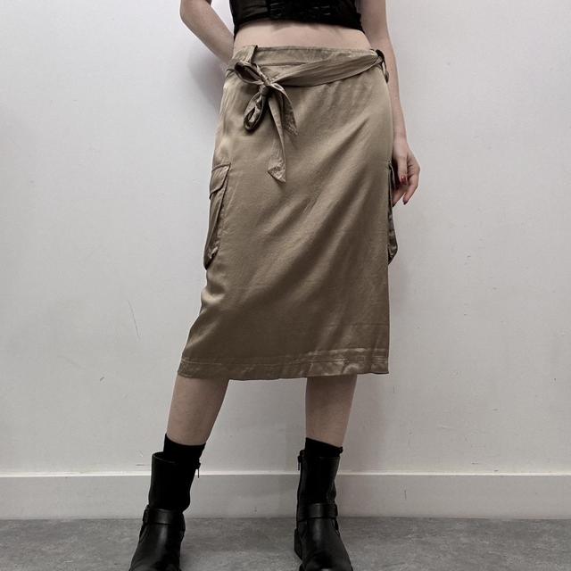 Silk cargo midi skirt