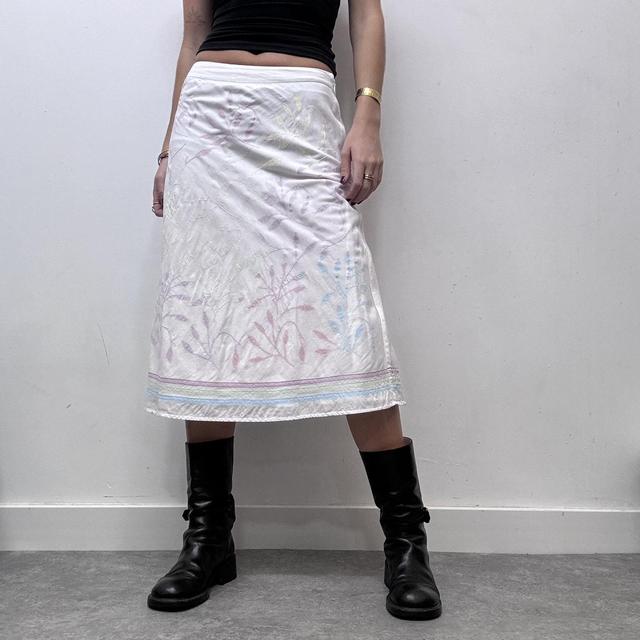 White cotton pastel aline skirt