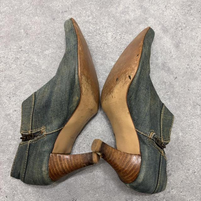 Distressed denim archival heels