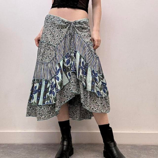 Paisley layered boho skirt