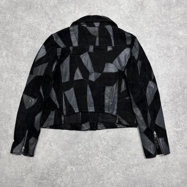 Black suede leather asymmetric biker jacket