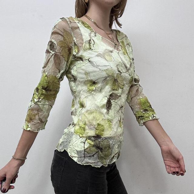 Sheer layered crinkle fairy pixie leaf top
