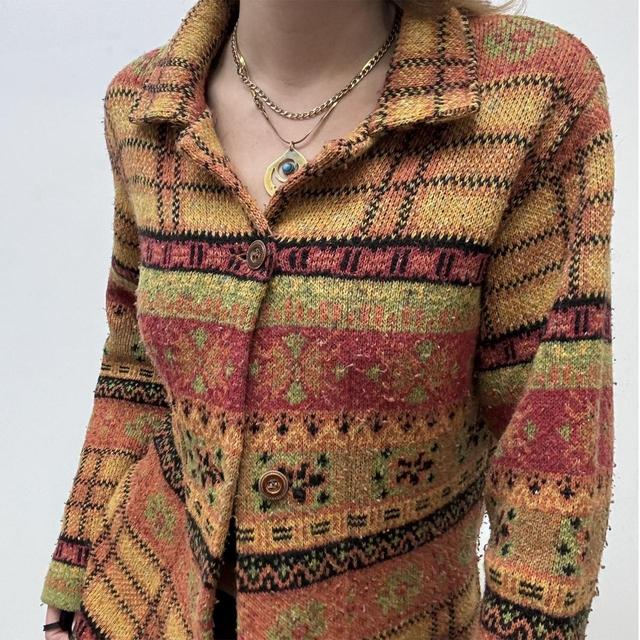Hippy graphic knit autumn cardigan