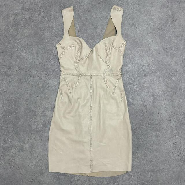 Cream leather archival structured dress