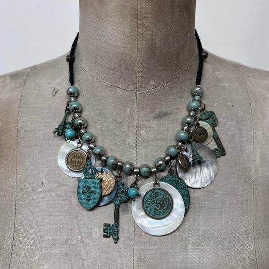 Pearl coin charm necklace