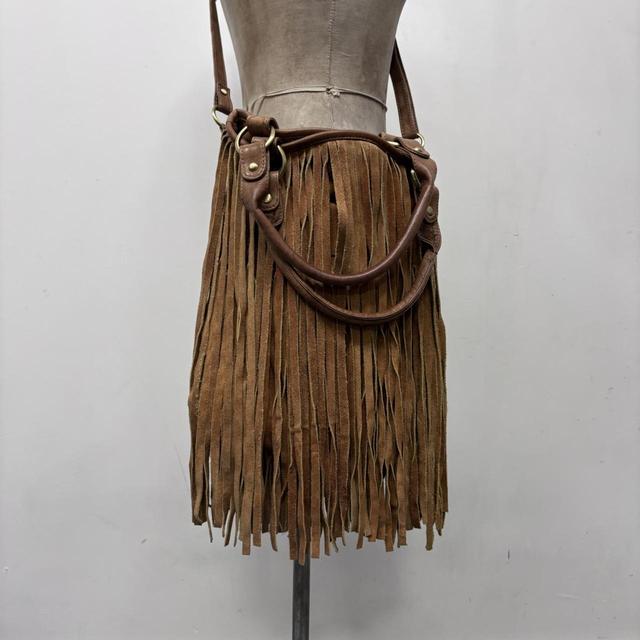 Tan suede tassle western bag