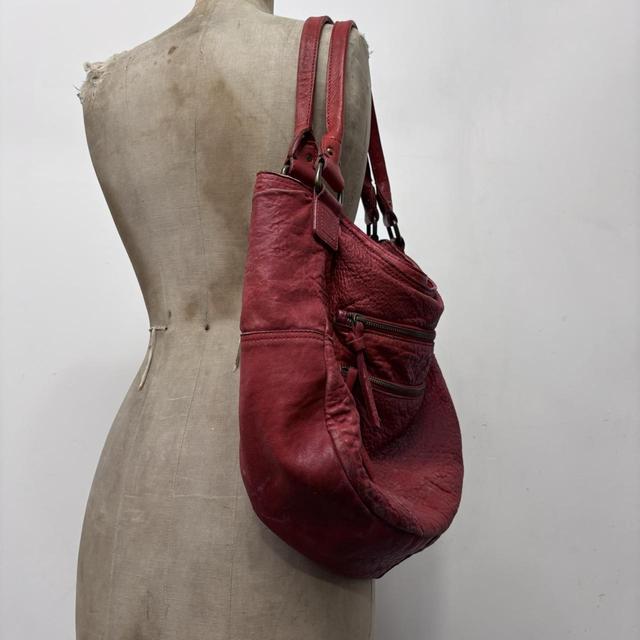 Oversized red slouchy leather bag