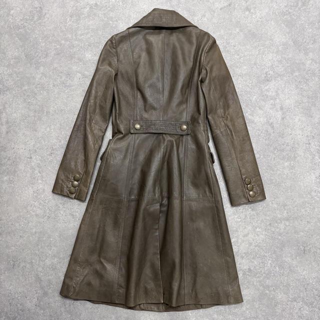 Khaki leather trench coat