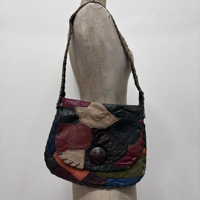 Patchwork leather hippy bag