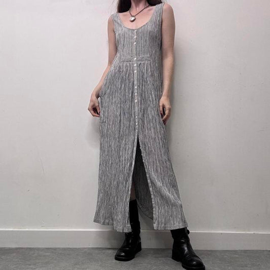 Crinkle pinstripe maxi dress