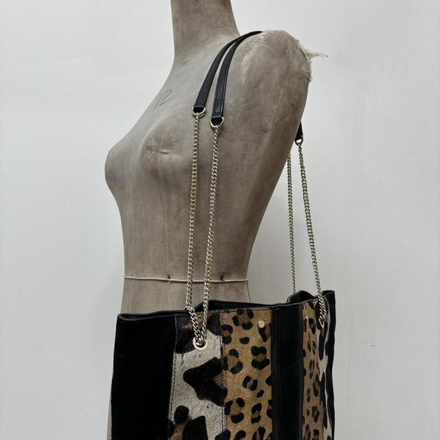 Leopard print suede handbag