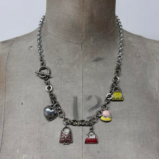 Silver heart  90s charm necklace