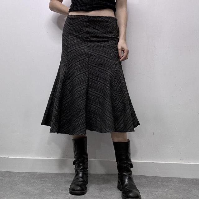 Pinstripe diagonal midi skirt