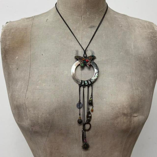 Draped chain butterfly necklace