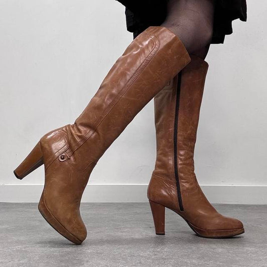 Tan leather campus boots