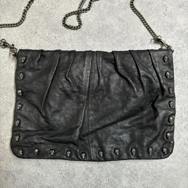 Black leather grunge skull bag