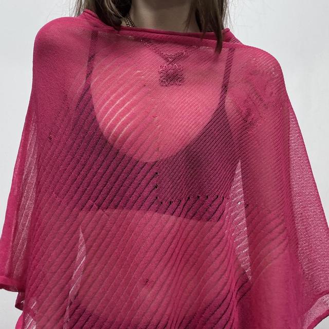 Sheer pink knit Save the Queen cape poncho