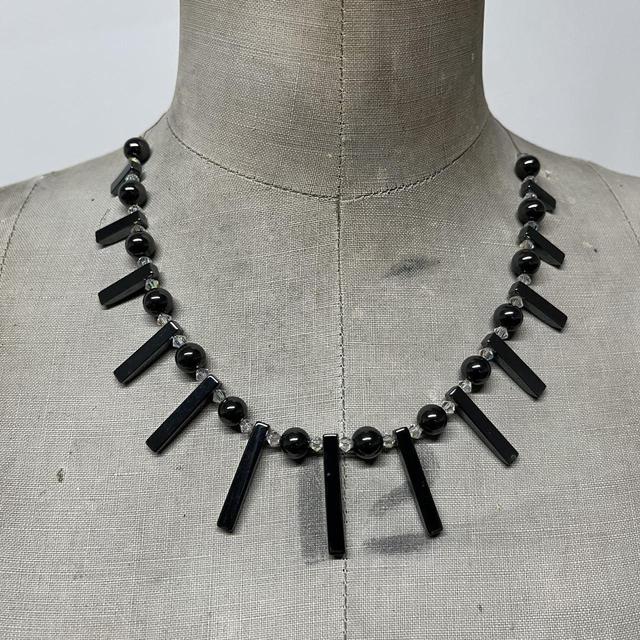 Beaded gothic hematite necklace