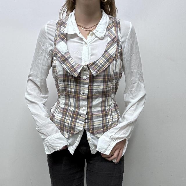 Fitted checked waistcoat vest