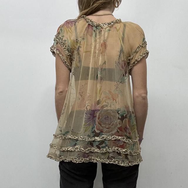 Sheer crinkle silk floaty ruffle top