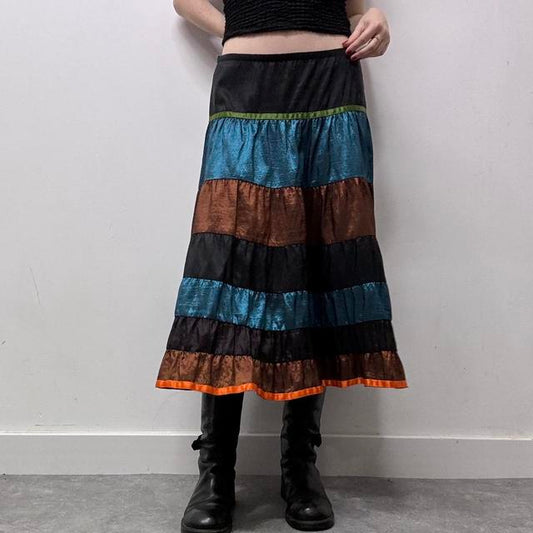 Metallic tiered hippie skirt
