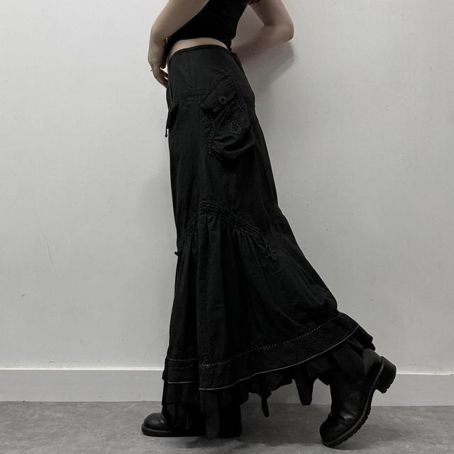 Black grunge cargo maxi skirt