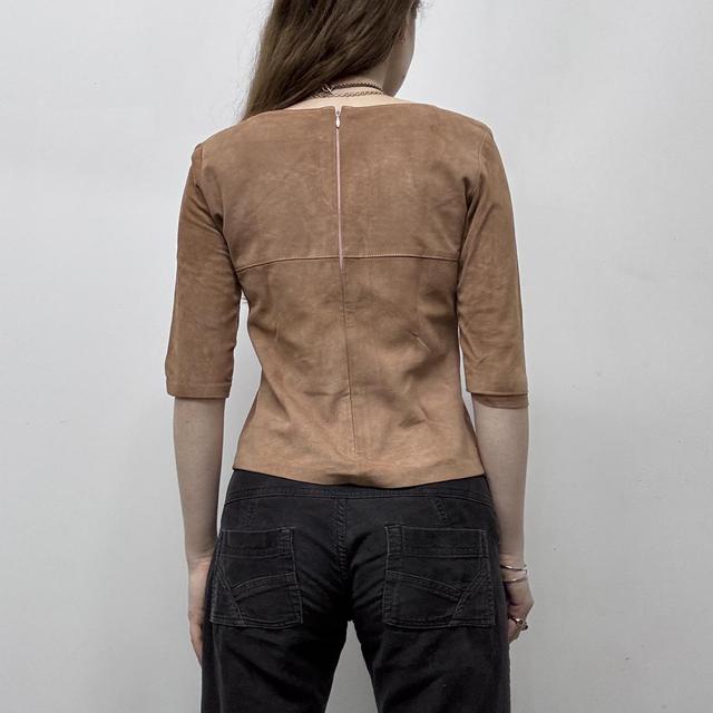 Tan suede fitted top