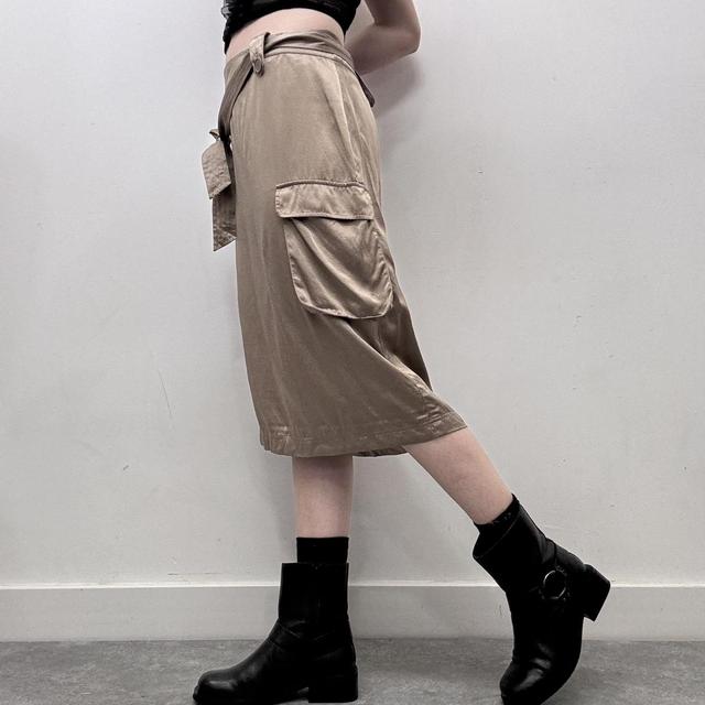 Silk cargo midi skirt