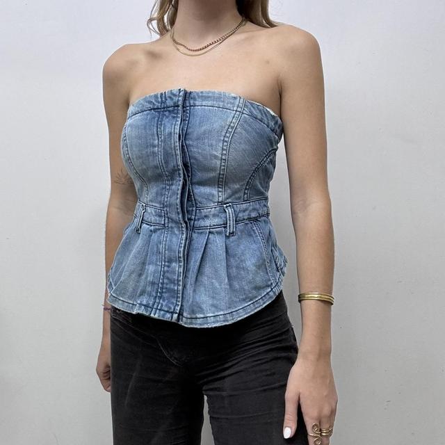 Allsaints denim corset top