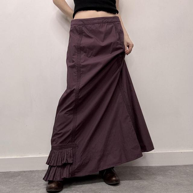 Purple pleated cargo maxi skirt