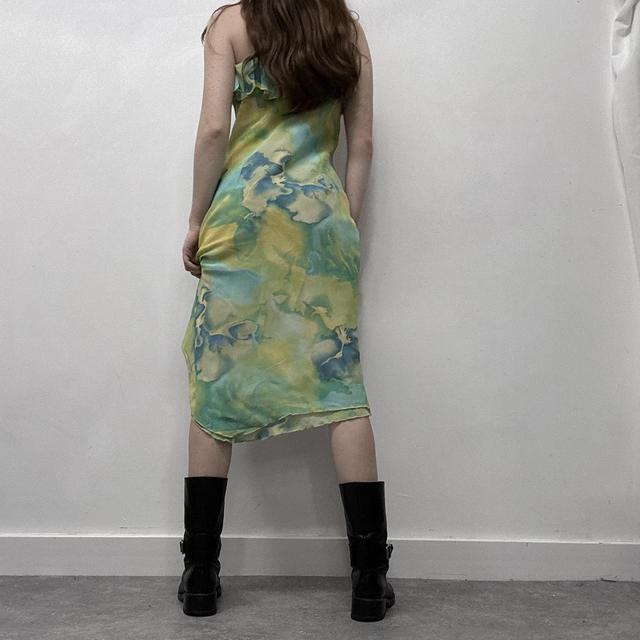 Watercolour floaty flatter green dress