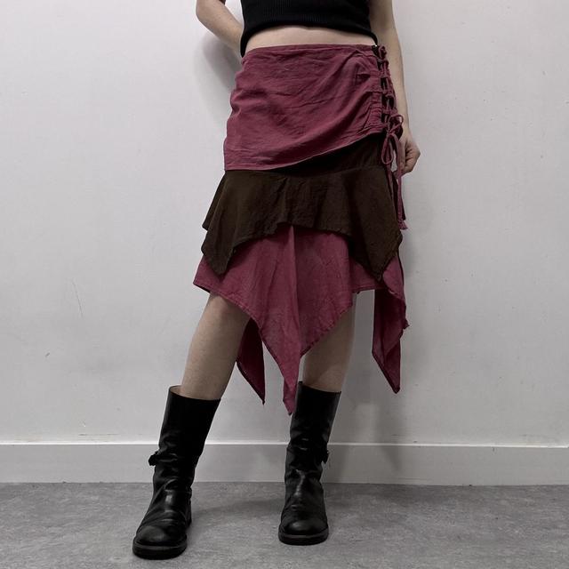 Pink asymmetric corset layered skirt
