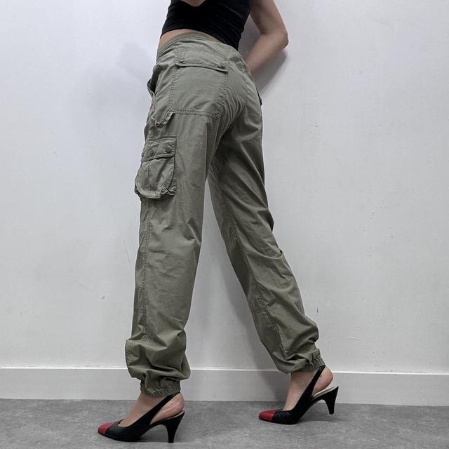 Khaki puff low rise cargo trousers