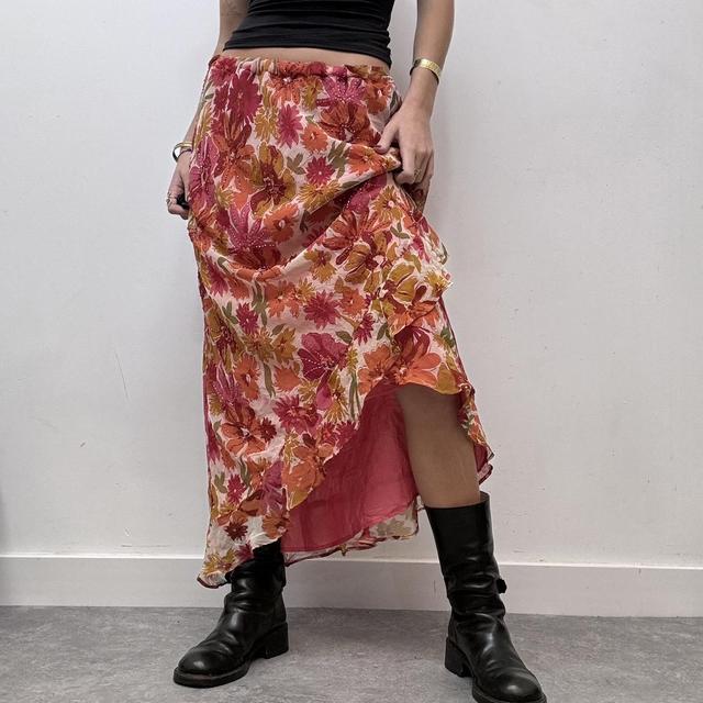 Sheer layered floral ruffle fairy maxi skirt