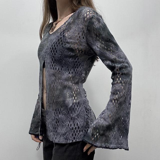 Distressed lace ultra flare top