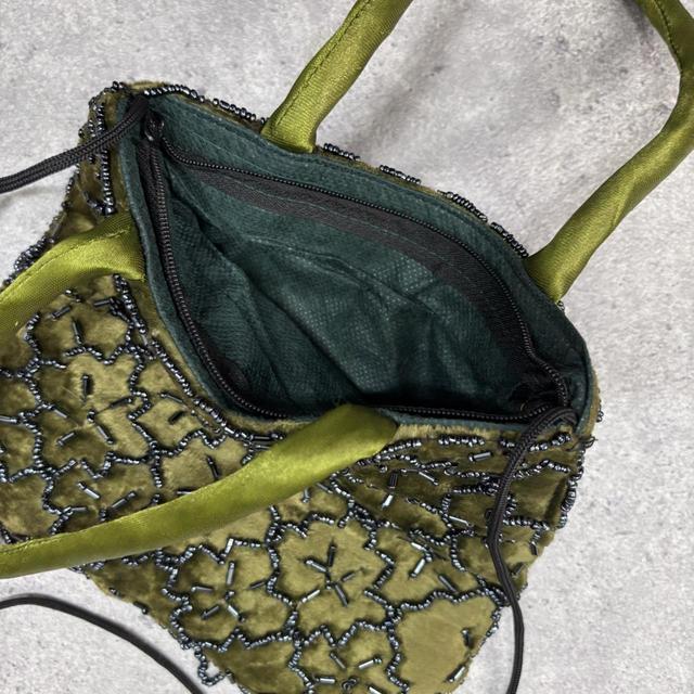 Khaki green velvet mini bag