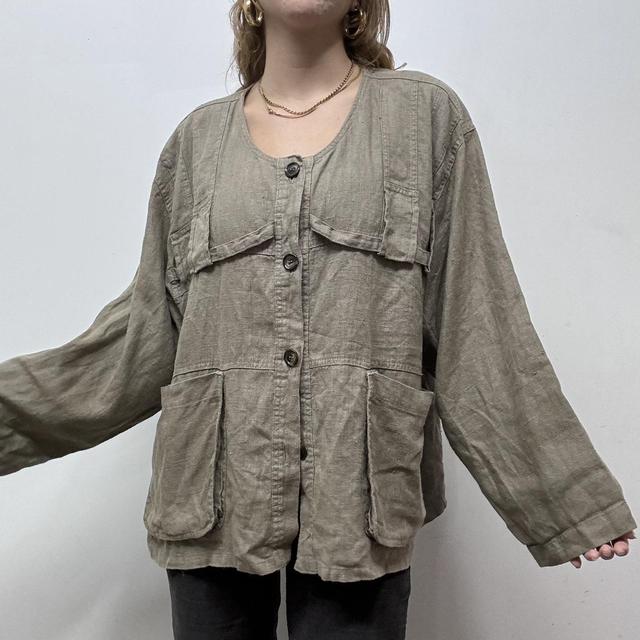 Khaki cargo oversized slouchy jacket