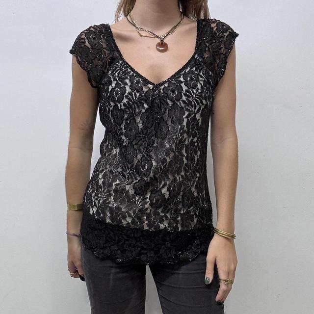 Vintage black lace top